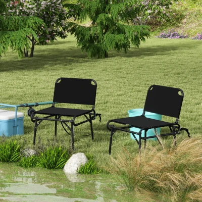 Outsunny Set 2 Sedie Pieghevoli in Metallo e Tessuto Oxford Nero