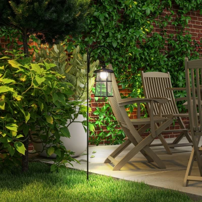 Outsunny Gartenleuchte, Solarbetrieben, 6000K 30lm, 16,5x21,5x122cm, Schwarz