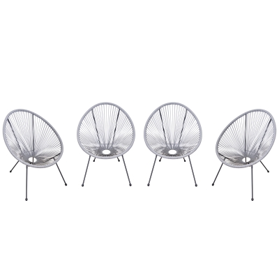 Outsunny Set 4 Sedie da Giardino Ovali Rattan PE Stile Boho Chic