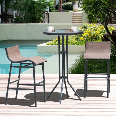 Outsunny Set tavolo sgabelli bar 40.5cm x 50cm x 82cm; nero, marrone