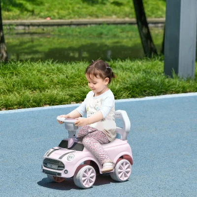 AIYAPLAY Coche Correpasillos con Volante Bocina y Sistema de Antivuelco Carga 25 kg 53x25x35 cm Rosa