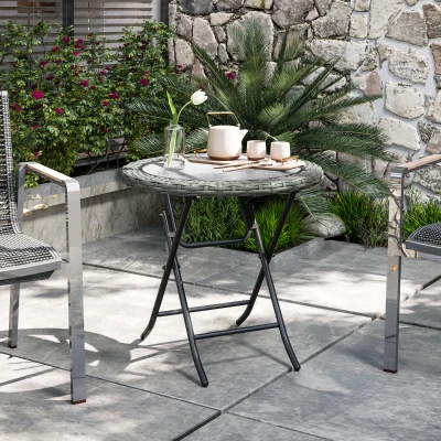 Rattan Folding Table 68L x 68W x 73H cm Grey