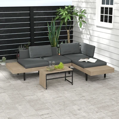 Outsunny 3-Piece 'L' Garden Sofa Set Grey