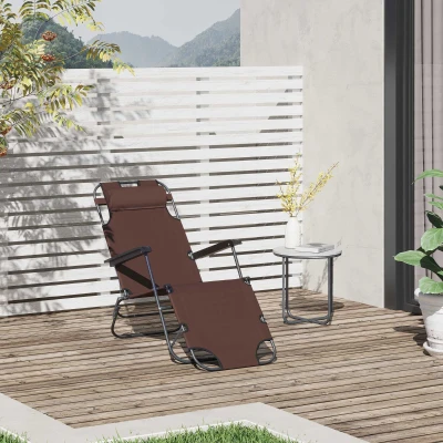 Outsunny Lettino sdraio da giardino 135cm x 60cm x 89cm Marrone
