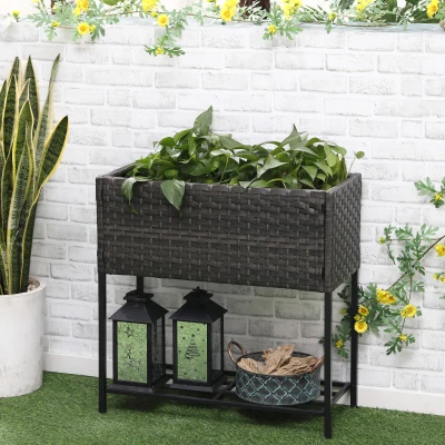 Outsunny Fioriera Giardino Rialzato 70cm x 30cm x 72cm Grigio