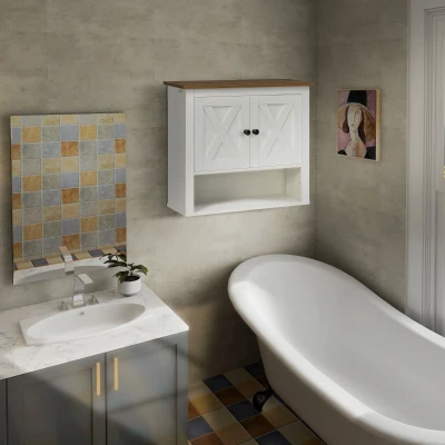Bathroom Wall Cabinet 60W x 19.5D x 52.5Hcm Ash Wood-Effect