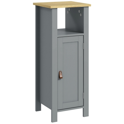 kleankin SDB Sur Pied Gris 2 Niveaux Poignées Similicuir