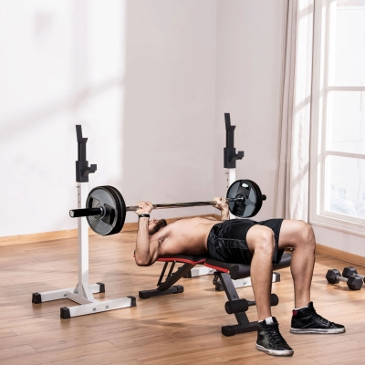 HOMCOM Heavy Duty Barbell Squat Stand Rack Black
