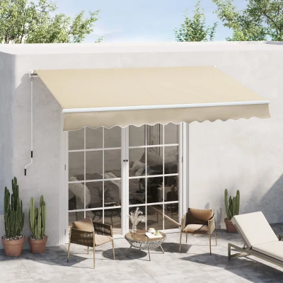 Outsunny Tenda da Sole Avvolgibile con Manovella 360x250cm Crema
