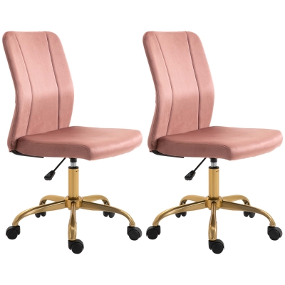 Vinsetto Chaises Bureau Velours Pivotantes Lot de 2