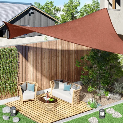 Outsunny Toldo Vela Rectangular 4x3 m Vela de Sombra para Jardín Patio Terraza HDPE Anti UV y Transpirable Color Rojo Óxido