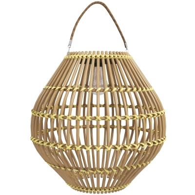 Outsunny Gartenleuchte Solarleuchte Garten-Solarleuchte, PE-Rattan, Boho-Design, 31 cm x 31 cm x 32 cm, Gelb