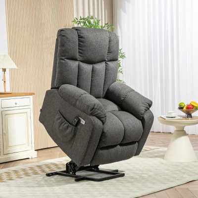 HOMCOM 2-in-1 Relaxsessel mit Liegefunktion, USB-Anschlüsse, Taschenfederkern, Dunkelgrau