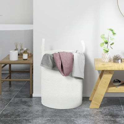 HOMCOM Cesto Portabiancheria da 36L Pieghevole Ø38x45 cm Crema