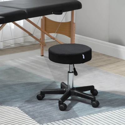 HOMCOM Hydraulic Swivel Spa Stool Black Adjustable Height