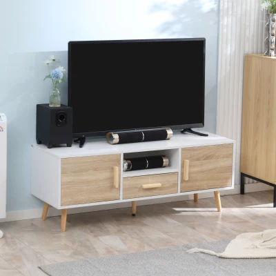 HOMCOM Mobile TV max 46" Basso con 2 Armadietti Ripiano e Cassetto