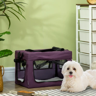 PawHut Pet Carrier with Cushion for Mini Dogs 48.5cm Purple