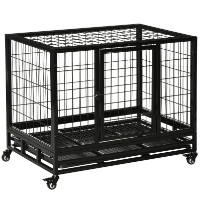 PawHut Gabbia per animali 92cm x 62cm x 75cm Nero