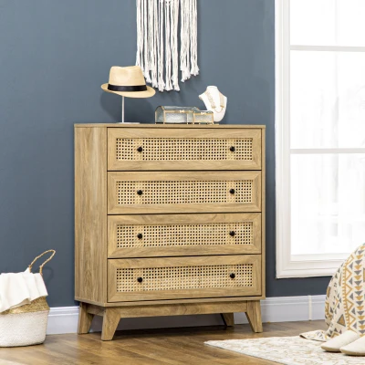 HOMCOM Storage Cabinet 4-Drawer Wood Effect 80x35x95cm