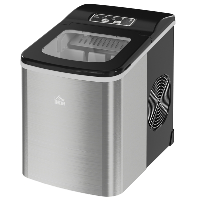 HOMCOM Eiswürfelmaschine Eiswürfelbereiter Eiswürfelspender, 1 Eiskorb,1 Eisportionierer, 21,2 cm x 29,5 cm x 32,6 cm, Silber