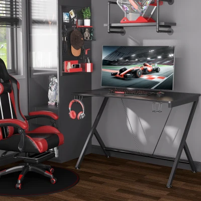 HOMCOM Gaming Desk Metal Frame 108x66cm Black