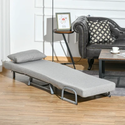HOMCOM Poltrona letto 73cm x 74cm x 81cm Grigio Chiaro