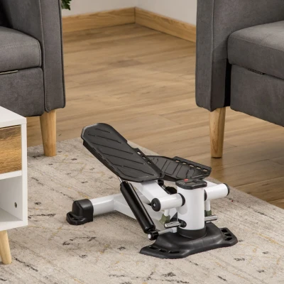 HOMCOM Mini Stepper für Zuhause, Rutschfest Up-Down Stepper mit LCD-Anzeige, Stepper Hometrainer mit zwei großen Pedalen, Stahl, Schwarz