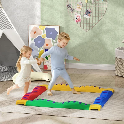 Kids Balance Beam 114L x 114W x 8Hcm multicoloured