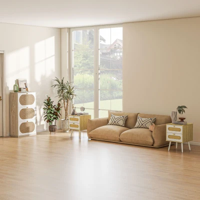 HOMCOM Scarpiera Boho con 3 Ripiani Regolabili per 18 Paia max