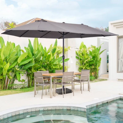 Outsunny Double-Sided Garden Parasol Canopy Shade 4.6m Grey