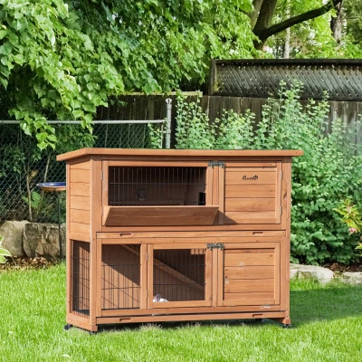PawHut Conigliera 122cm x 50cm x 101cm Arancione