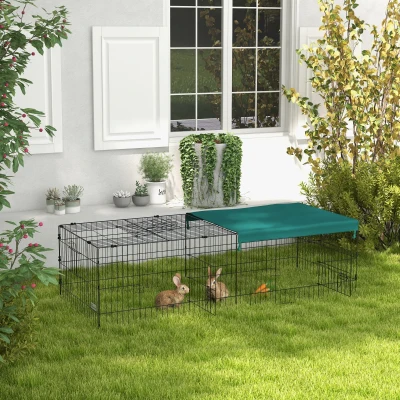 PawHut Gabbia per Conigli in Acciaio con Tettuccio 185x75x50cm