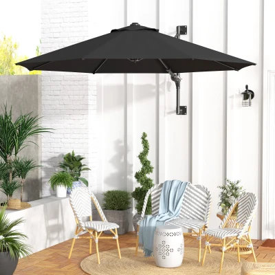 Outsunny Ombrellone da Giardino a Parete Girevole a 180° Grigio
