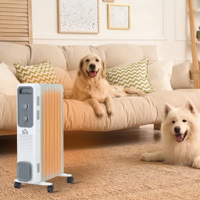 HOMCOM 2000W Portable Oil Filled Radiator 9 Fin White