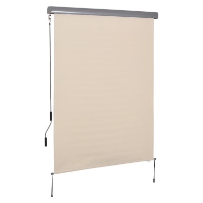 Outsunny Seitenmarkise, Balkonmarkise, wetterbeständig, Federrollenmechanismus, 200 cm x 140 cm, Cremeweiß