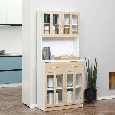 HOMCOM Credenza alta 80cm x 40cm x 180cm Bianco