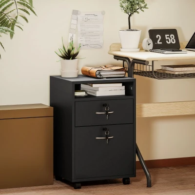 Office File Cabinet 40cm x 35cm x 60cm Black