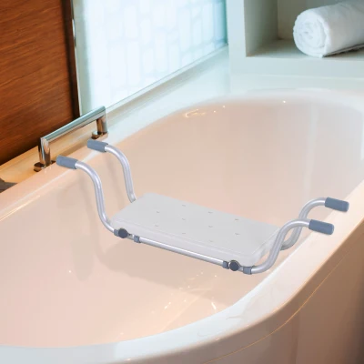 HOMCOM Siège de Bain Réglable Alu HDPE Blanc