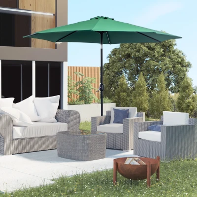 Outsunny Parasol Inclinable Vert Ø3m Métal Polyester