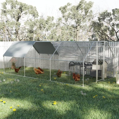 PawHut Gabbia per galline 280cm x 570cm x 195cm Argento