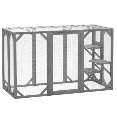 Cat Cage 112H x 180L x 80Wcm Grey