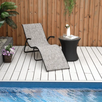 Outsunny Lettino prendisole 170cm x 62cm x 68cm Grigio