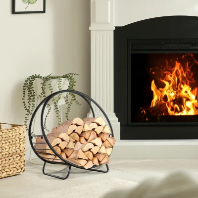 Outsunny Rack di legna da ardere 45cm x 29.5cm x 47cm Nero