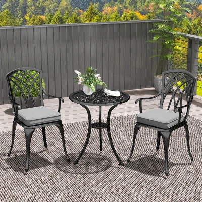 Garden Bistro Set 60L x 60W x 66H cm Black