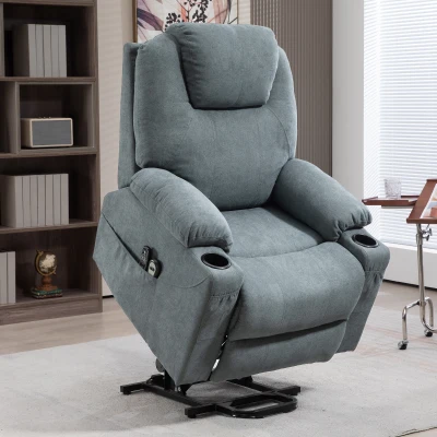HOMCOM Lift-and-Recline Massage Armchair with Heat - Grey