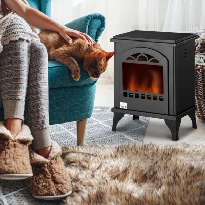 HOMCOM Estufa de Bioetanol 7000 BTU con Tanque de 1,2 L Tiempo de Combustión 3H para Interiores 20-25 m² 41x25x54 cm Negro