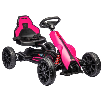 HOMCOM 12V Electric Go Kart Pink for Kids 3-8 Years