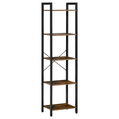 HOMCOM Bibliothèque Industrielle 154cm Acier/Bois Vieilli