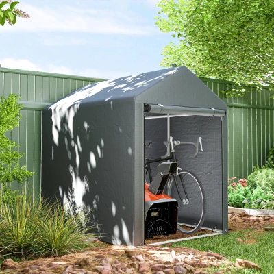 Outsunny Gartenschuppen, Lagerzelt, robust & wetterfest, Stahlrahmen, 1,2x1,8x1,6m, Dunkelgrau