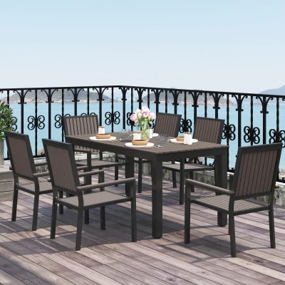 Garden Dining Set 85W x 160D x 75H cm Brown